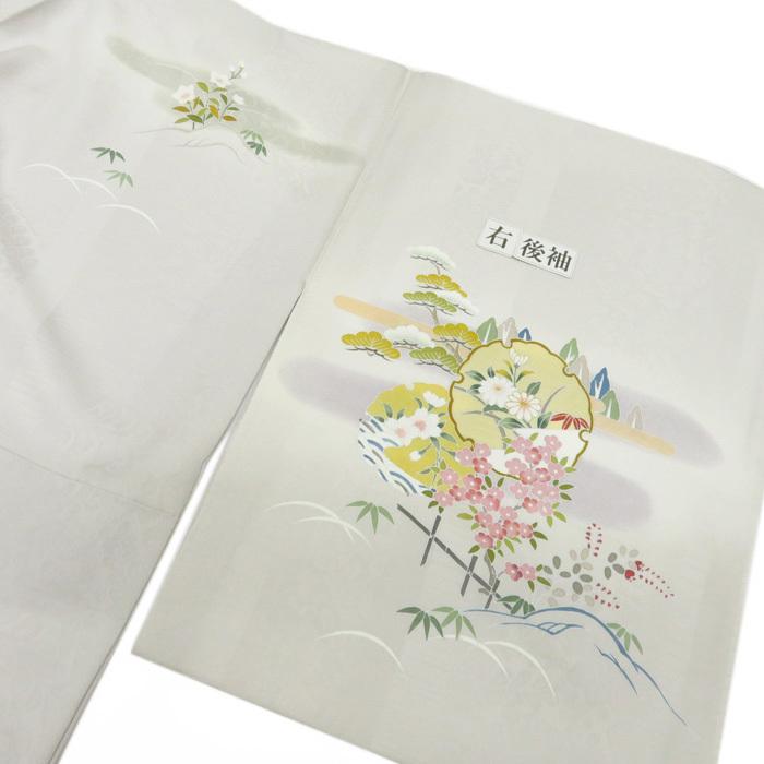 ★きもの北條★ 雪輪に花模様　松竹梅　地模様　気品漂う装いに　トール　絹鼠色　訪問着　A696-6 L【新古品】の画像