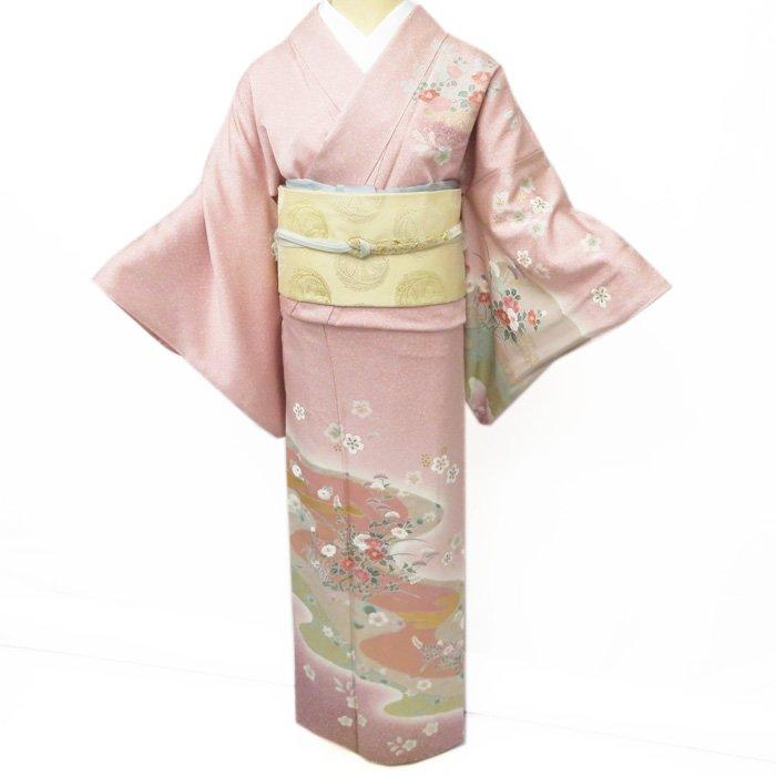 ☆きもの北條☆ 花の図 伸びやかに流れる四季の美 トール 石竹色 着物  