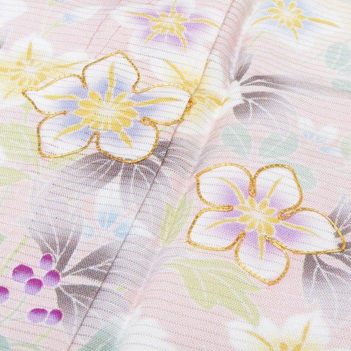 ★きもの北條★ 特選　夏物　絽　花模様　金駒刺繍　淑やかな雰囲気漂う装い　トール　薄卵色　着物　訪問着 A738-2 L 【新品】の画像