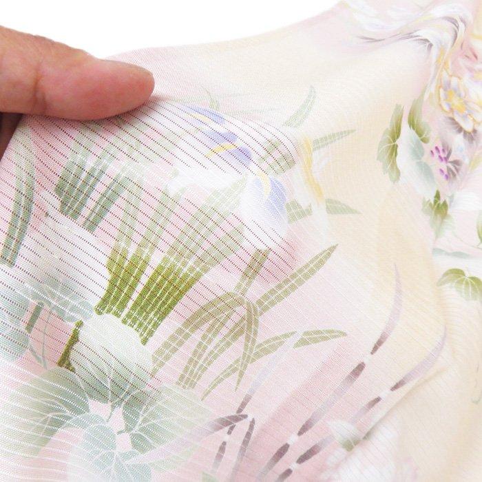 ★きもの北條★ 特選　夏物　絽　花模様　金駒刺繍　淑やかな雰囲気漂う装い　トール　薄卵色　着物　訪問着 A738-2 L 【新品】の画像