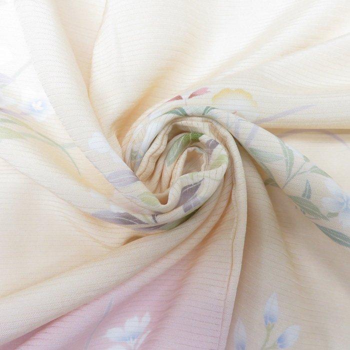 ★きもの北條★ 特選　夏物　絽　花模様　金駒刺繍　淑やかな雰囲気漂う装い　トール　薄卵色　着物　訪問着 A738-2 L 【新品】の画像