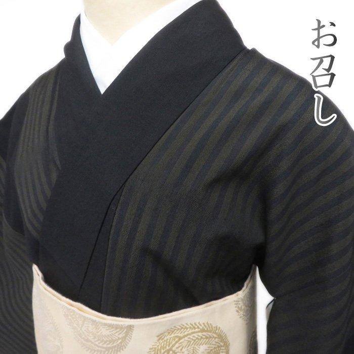 ☆きもの北條☆ 御召 お召し 縮緬 ちりめん 縞模様 シックで粋な逸品  