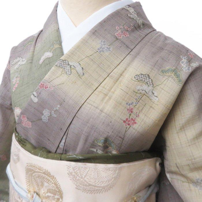 ☆きもの北條☆ 特選 しょうざん 生紬 紬地 松竹梅文様 気品薫る優雅な 