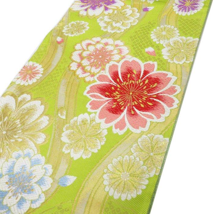 ☆きもの北條☆ 振袖用 立涌に花模様 桜 菊 リサイクル 着物 成人式 ...