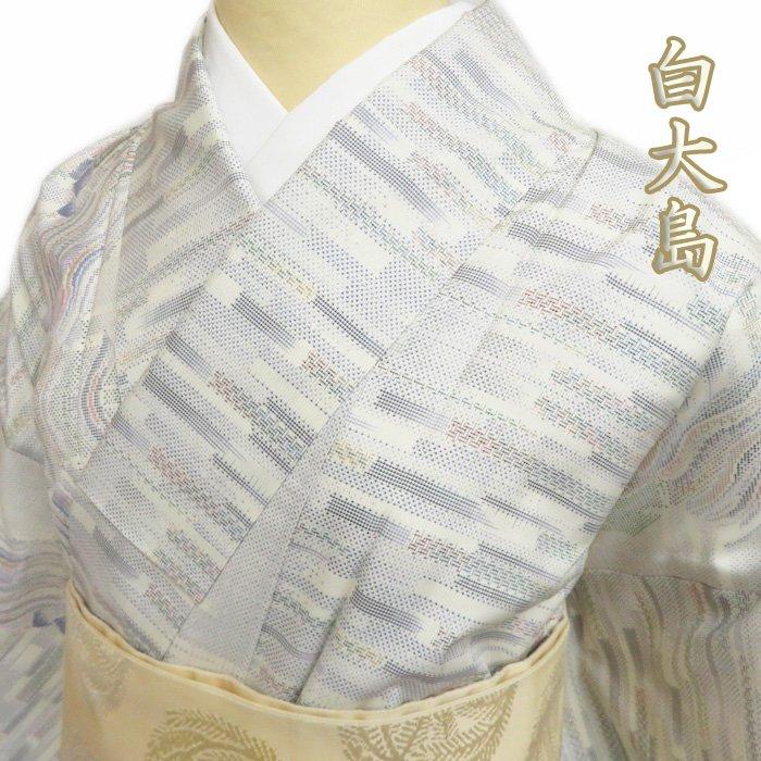 ☆きもの北條☆ 白大島 紬 装いにモダンと華やぎを トール ワイド オフ  