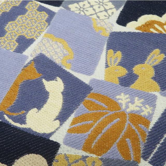 花の図 オフホワイト 薄茶鼠色 袋帯 A765-10 【中古】（☆きもの北條  