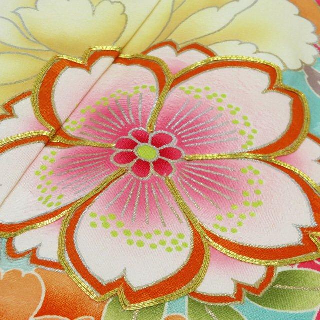 ☆きもの北條☆ 振袖 着物 正絹 花模様 金駒刺繍 地模様 成人式 結婚式  