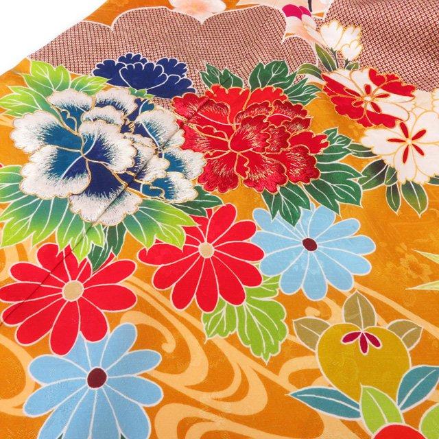 振袖 着物 正絹雲に花模様金駒刺繍地模様トールA766-9 L - 白無垢・色打掛