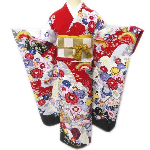 ☆きもの北條☆ 振袖 着物 正絹 鴛鴦に花模様 成人式 結婚式 結納 