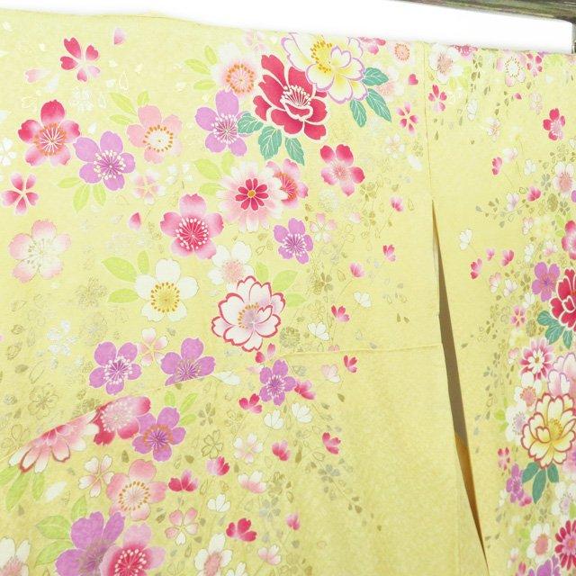 ☆きもの北條☆ 振袖 着物 正絹 花模様 桜 刺繍 銀通し 成人式 結婚式  