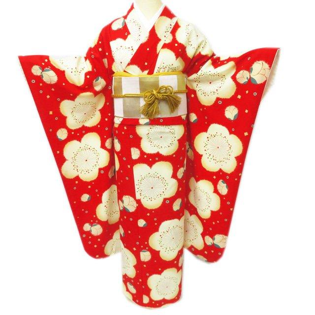 FINAL PRICE ／ ☆きもの北條☆ 振袖 着物 ポリエステル 梅模様 成人式 