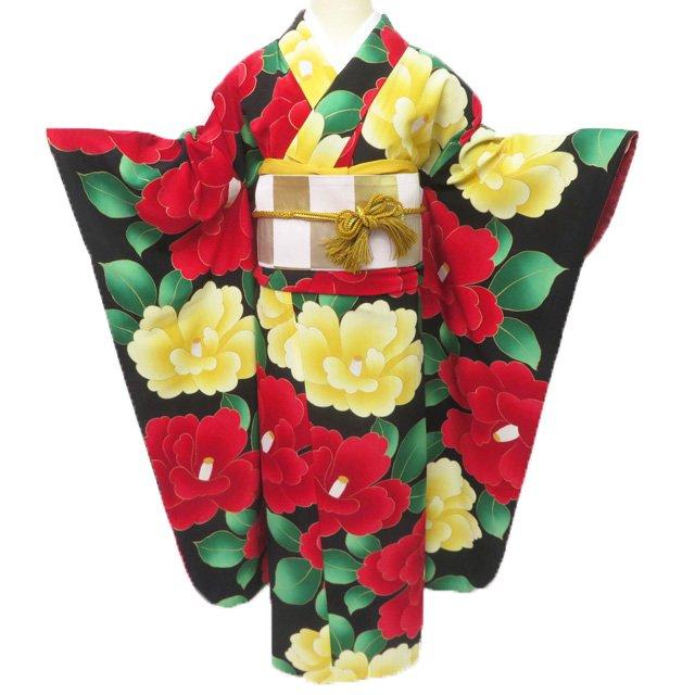 ☆きもの北條☆ 振袖 着物 ポリエステル 花模様 椿 成人式 結婚式 結納  