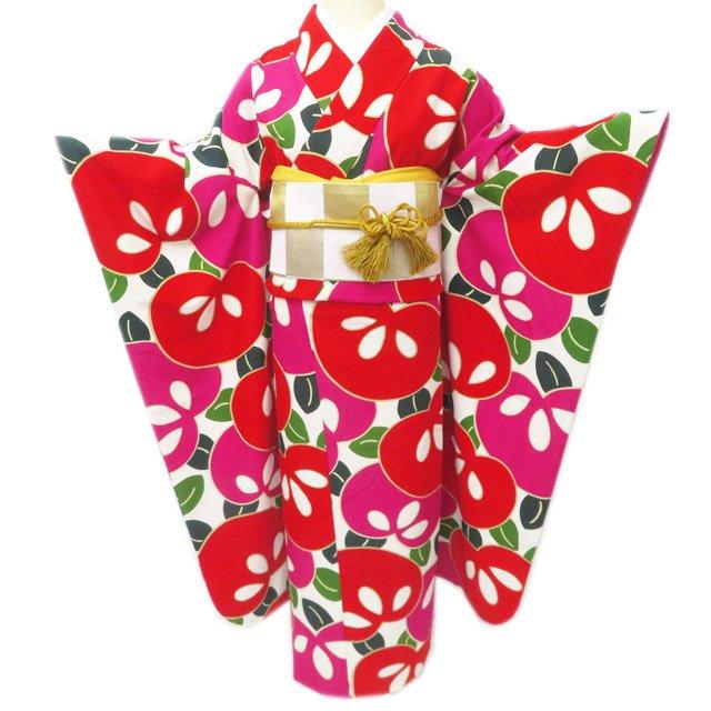 ☆きもの北條☆ 振袖 着物 ポリエステル 花模様 橘 成人式 結婚式 結納  