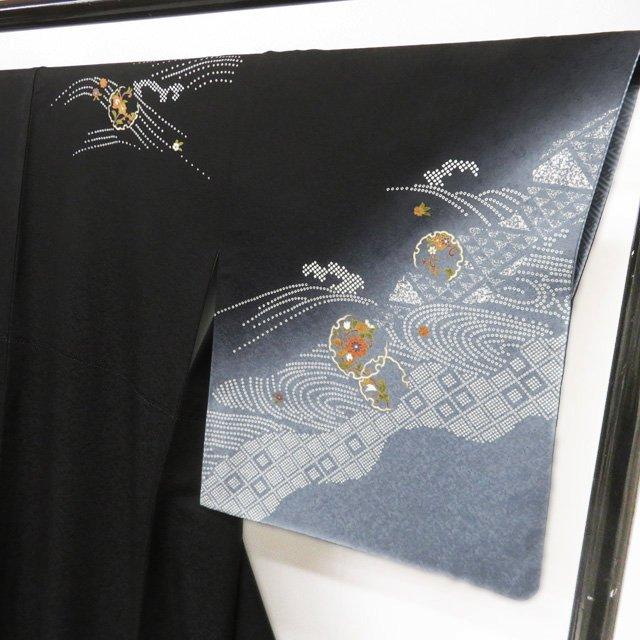 平和屋着物○十日町友禅作家 岡村蒼風 色留袖 風景花文 暈し染め