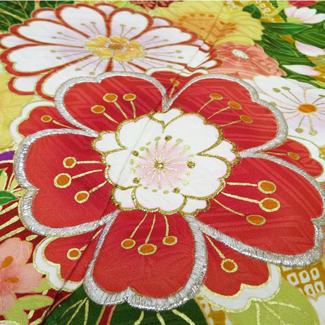 FINAL PRICE ／ 振袖 襦袢 帯 7点 セット 刺繍 リサイクル 正絹 トール 