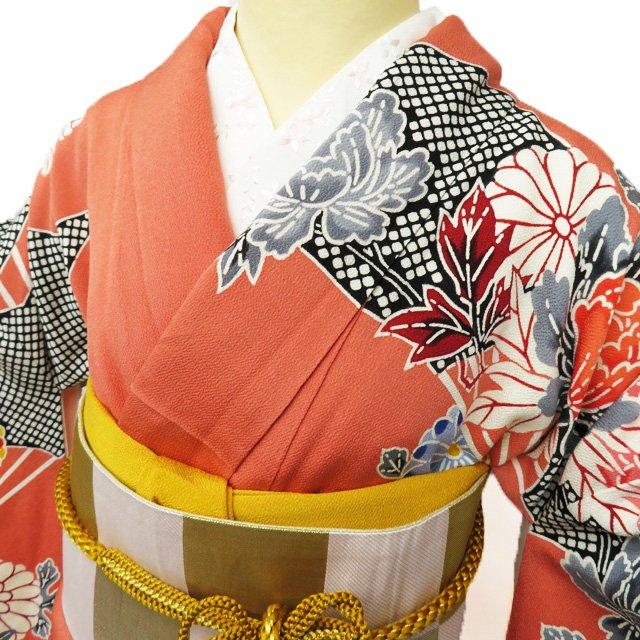 ☆きもの北條☆ 振袖 襦袢 2点 セット 花模様 縮緬 リサイクル 正絹 
