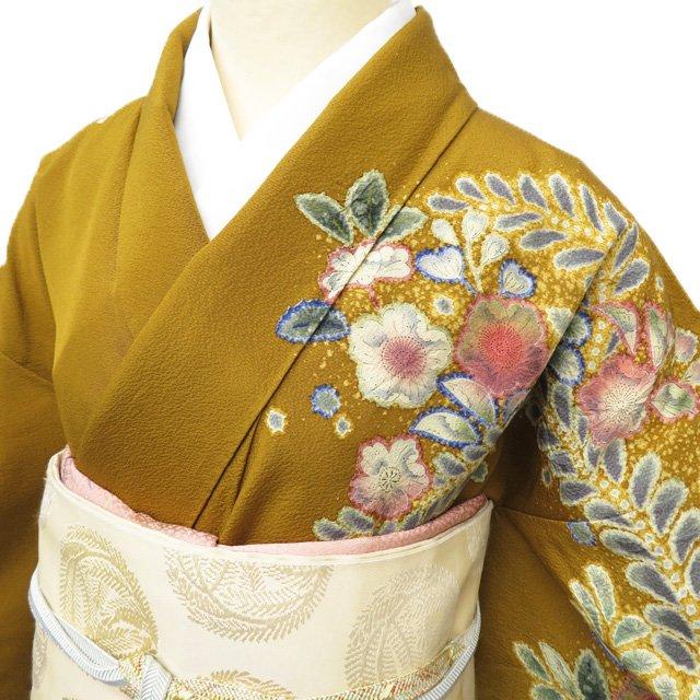FINAL PRICE ／ ☆きもの北條☆ 特選 桐屋 辻が花 絞り 黄土色 多色 