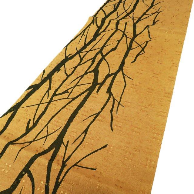 ☆きもの北條☆ 花織 木の枝模様 全通 気品に満ちた伝統織物の美 薄茶  