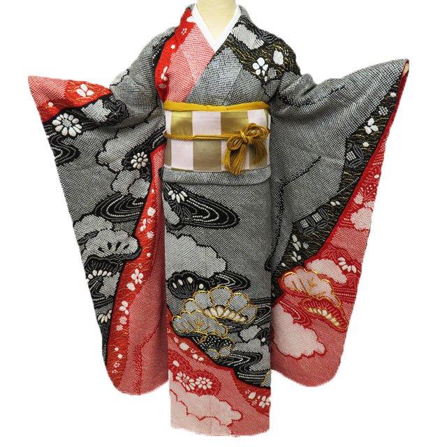 美品 本振袖 刺繍 絞り 多色 菊 桜 金彩加工 トールサイズ 身丈166cm 美品 本振袖 刺繍 絞り 多色 菊 桜 金彩加工 トールサイズ 身丈166cm