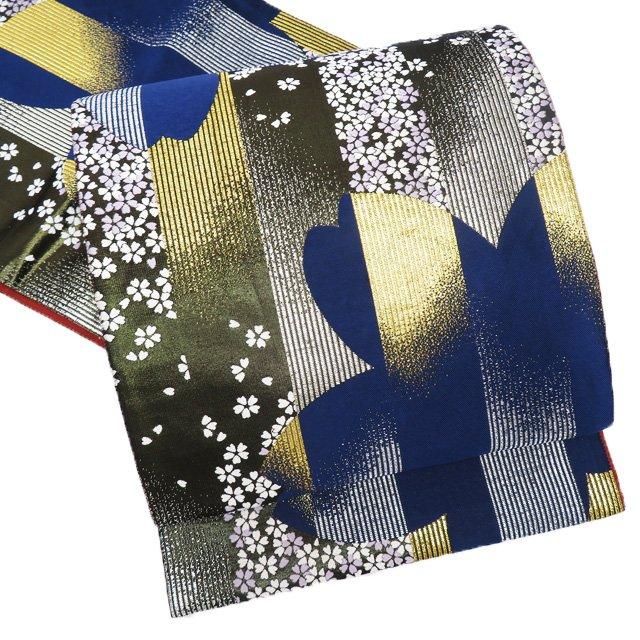 振袖用花模様桜正絹リサイクル 着物 成人式 結婚式 袋帯 A817-12