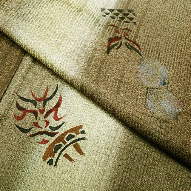 ☆きもの北條☆ 作家物 落款 小紋 隈取模様 個性豊かな逸品 トール 鶯  