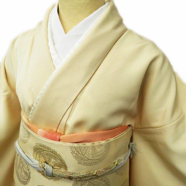 色留袖 着物 中古 袷 フォーマル 本加工 紋付 一つ紋 松竹梅 菊 紅葉  