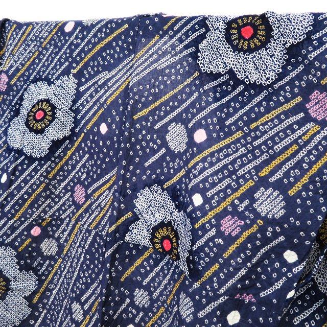 浴衣 着物 中古 有松絞り 裄67cm A833-1 多色 カジュアル 濃藍色 M