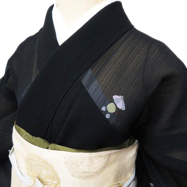 付下げ 付け下げ 着物 中古 正絹 夏物 フォーマル 青柳 草木染 