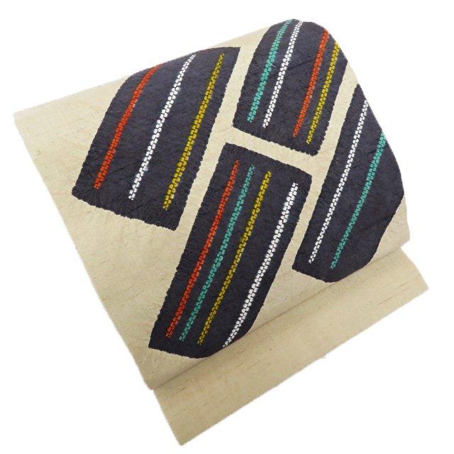 名古屋帯 中古 リサイクル 正絹 紬地 カジュアル 仕立て上がり  