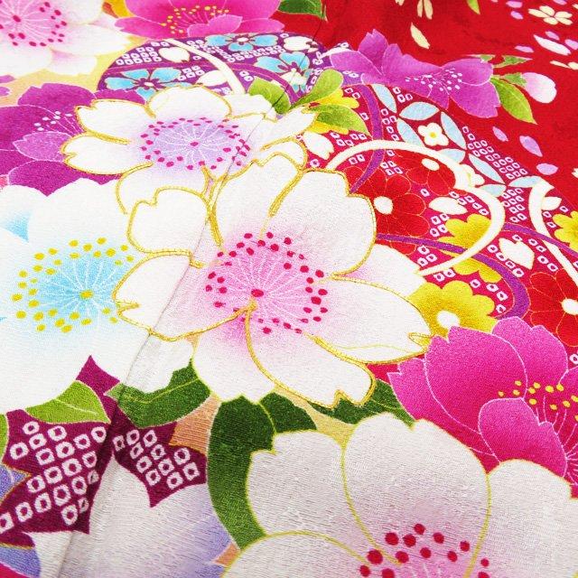 桜の花と蝶の訪問着・長襦袢と袋帯の3点セット（正絹）