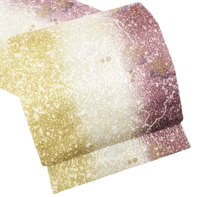 袋帯 中古 リサイクル 正絹 フォーマル 仕立て上がり 全通 植物文様  