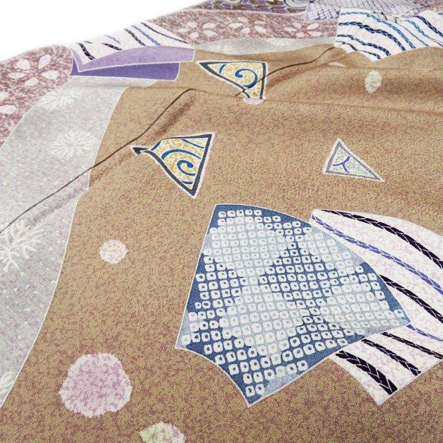 訪問着 着物 未使用 正絹 袷 フォーマル 花の図 茶系色 多色 身丈164cm  