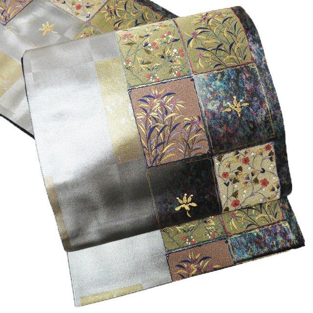 袋帯 中古 リサイクル 正絹 フォーマル 仕立て上がり 六通 植物文様  