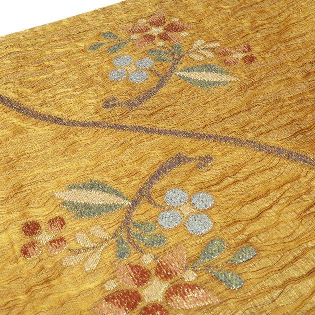 袋帯 中古 リサイクル 正絹 フォーマル 仕立て上がり お太鼓柄 明綴れ 花鳥模様 白茶色 赤銅色 多色 金 きもの北條 A930-15 袋帯 未使用 正絹 フォーマル 仕立て上がり お太鼓柄 明綴れ 地紙 植物