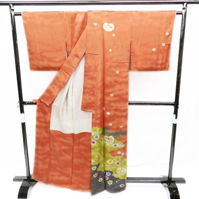 訪問着 着物 中古 正絹 袷 フォーマル 絞り染め 植物文様 紅葉 梅 桜  