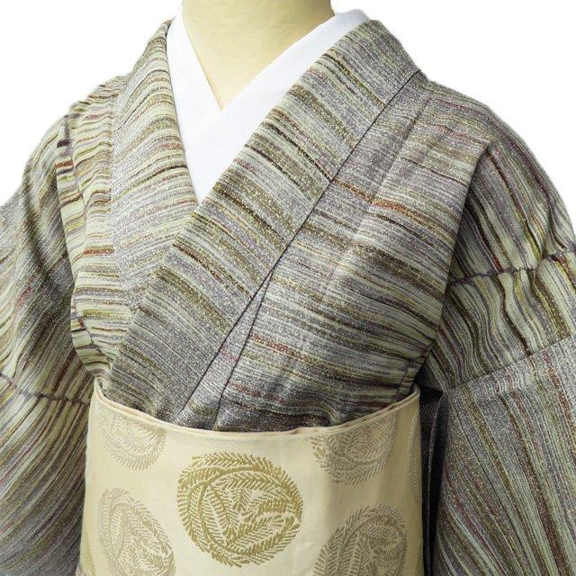 夏物 小紋 着物 中古 正絹 絽 カジュアル 多色 マルチカラー 身丈156cm 