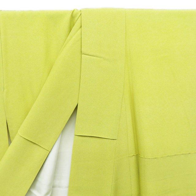 江戸小紋 着物 中古 正絹 袷 カジュアル 保科祐彩 三役 角通し 淡黄色  