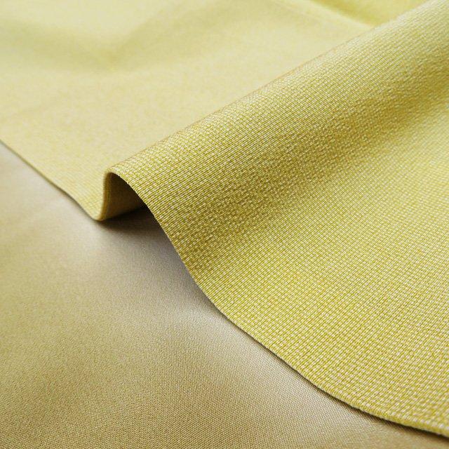 江戸小紋 着物 中古 正絹 袷 カジュアル 保科祐彩 三役 角通し 淡黄色  