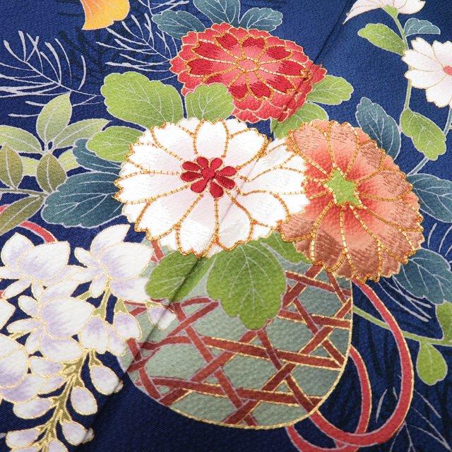 振袖 金駒 紋意匠 花文様 正絹 茜色 S117