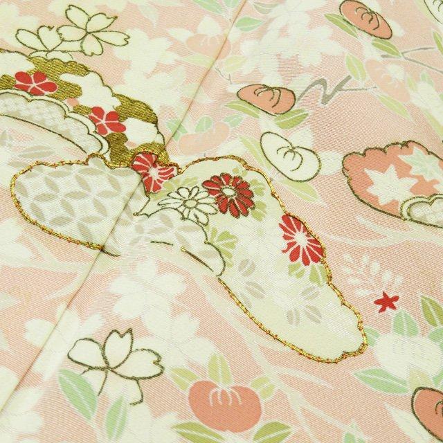 付け下げ 金駒 金彩 雪輪模様 裏葉柳色 正絹 反物