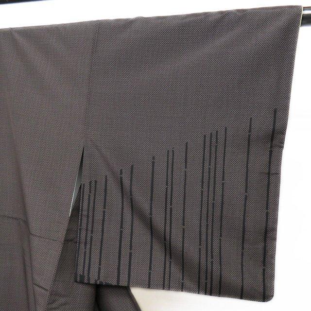 大島紬 着物 中古 正絹 袷 セミフォーマル 竹文様 焦茶色 身丈155cm 裄 