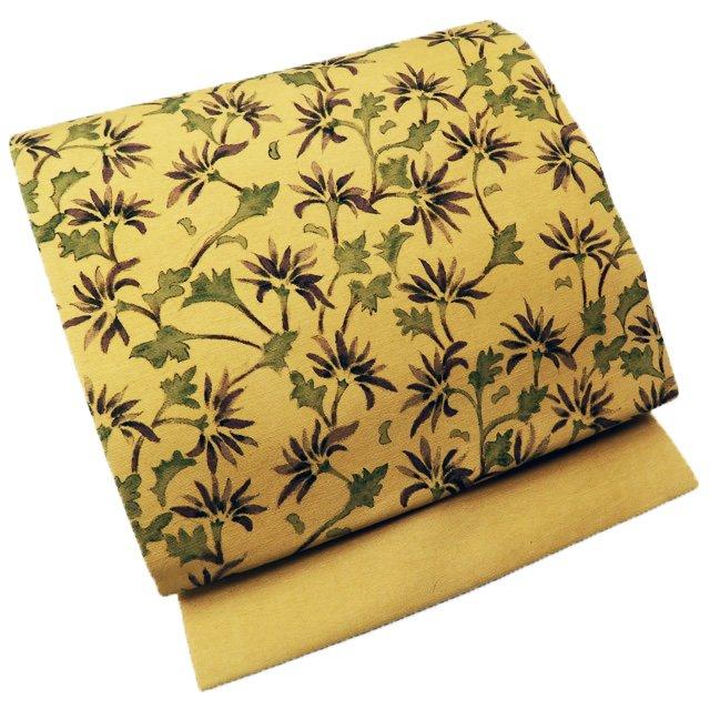 名古屋帯 なごや帯 中古 リサイクル 正絹 紬地 カジュアル 植物文様  