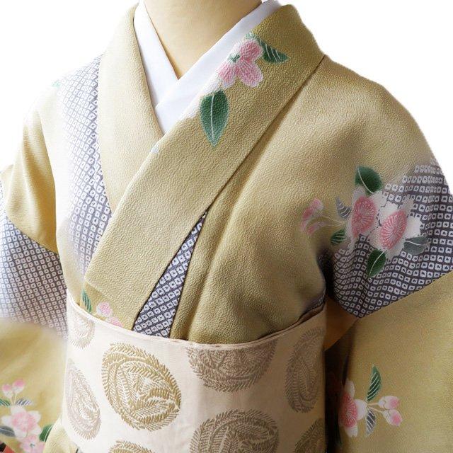 特選 小紋 着物 中古 リサイクル 正絹 袷 縮緬地 ちりめん 鹿の子模様 