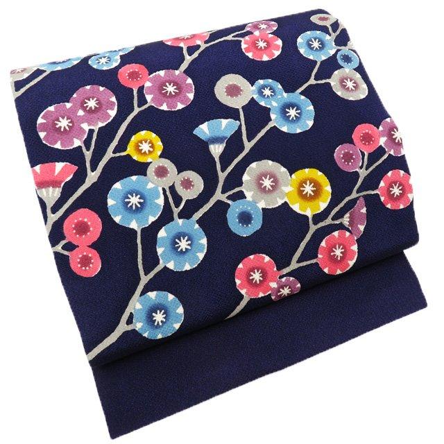 名古屋帯 なごや帯 中古 リサイクル 紅型 正絹 縮緬地 ちりめん  