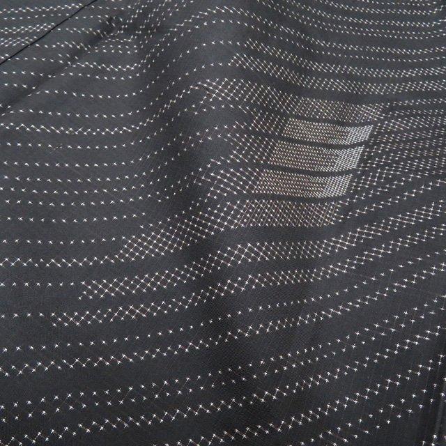 特選 大島紬 着物 中古 正絹 袷 カジュアル 斜め点線模様 焦茶色 身丈  