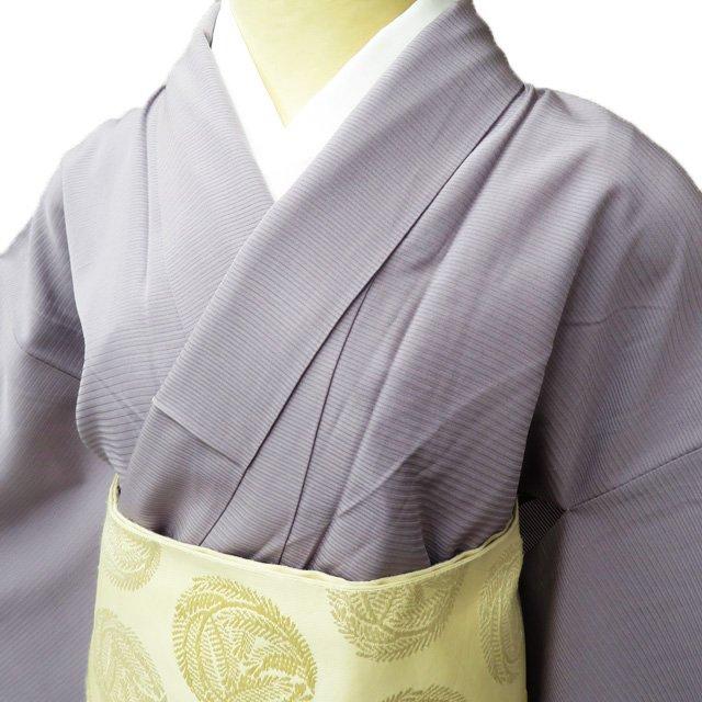 未使用 色無地 紋意匠縮緬 一つ紋（五三の桐） 正絹 クリームイエロー