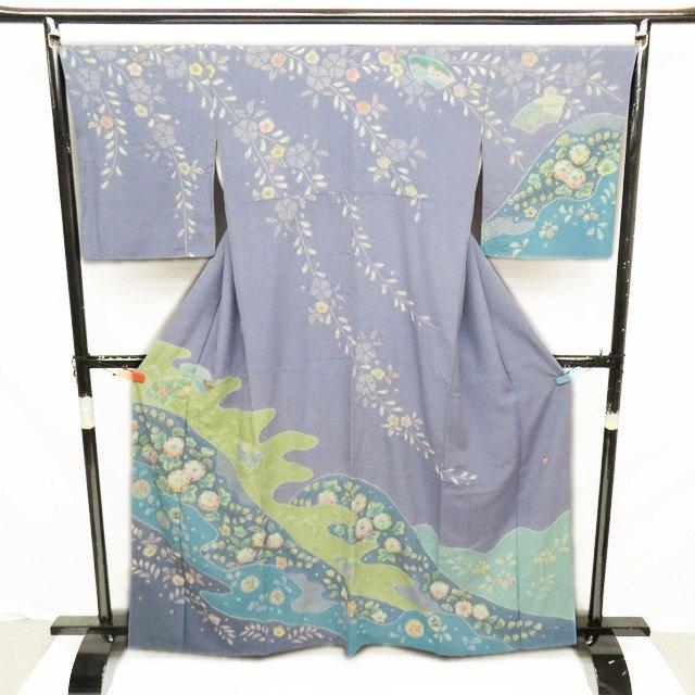 特選 訪問着 中古 正絹 袷 フォーマル 落款 そごう扱い 花模様 辻が花  