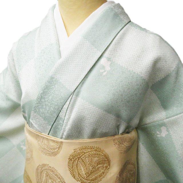 小紋 着物 未使用 正絹 袷 カジュアル 鹿の子模様 兎模様 うさぎ 