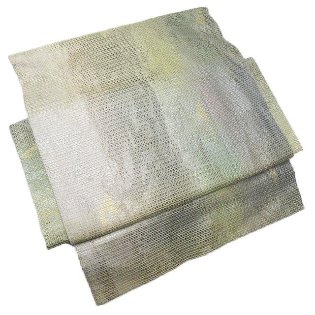 作り帯 付け帯 つけ帯 中古 リサイクル 正絹 カジュアル 緑系色 金銀 箔糸 きもの北條 A901-11 FINAL PRICE ／ 作り帯 付け帯 つけ帯 中古 リサイクル 正絹