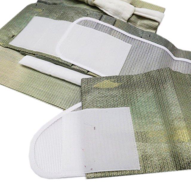 作り帯 付け帯 つけ帯 中古 リサイクル 正絹 カジュアル 緑系色 金銀 箔糸 きもの北條 A901-11 FINAL PRICE ／ 作り帯 付け帯 つけ帯 中古 リサイクル 正絹
